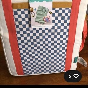 Pillowfort Blue and Coral Geometric Tote And Throw Perfect for the beach .